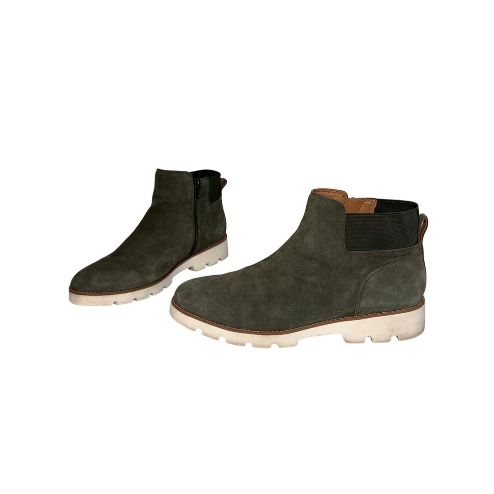 Vionic Womens Suede Lug Sole Chunky Ankle Boots 10 Green Brionie Water Repellent